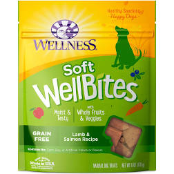 Wellness 6 oz Dog Well Bites  Lamb & Salmon Soft Treat GF