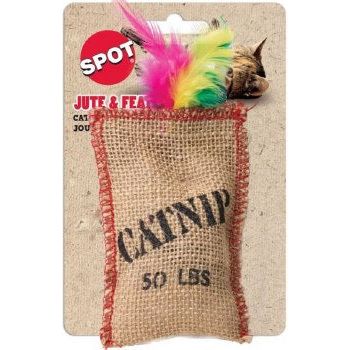 spot jute & feather catnip toy