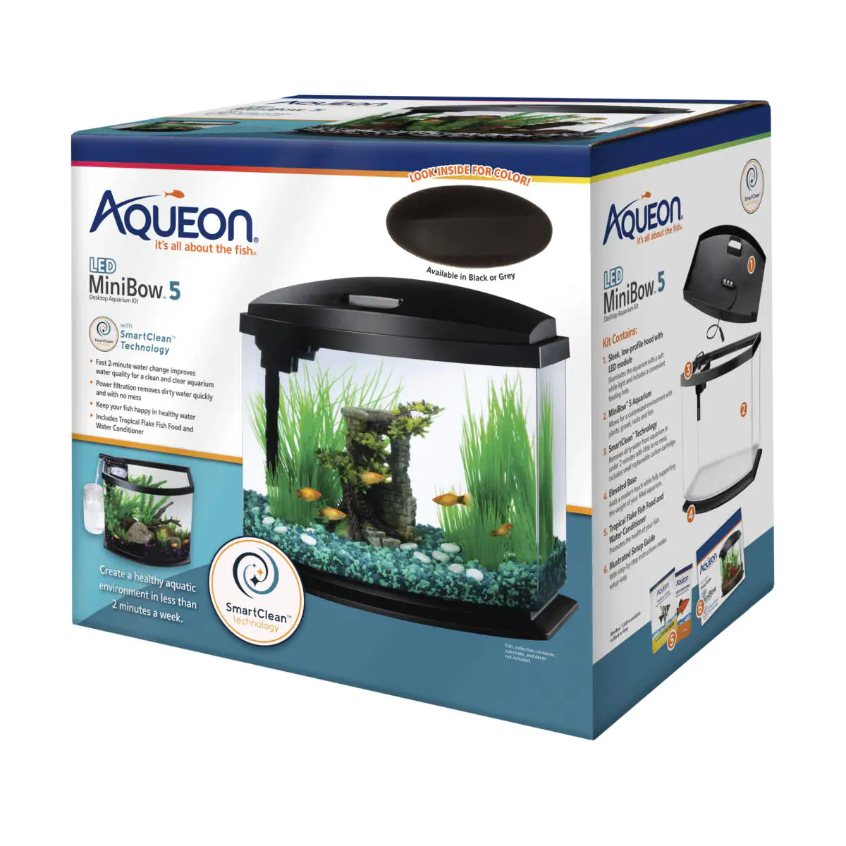 AQUEON MINI BOW LED SMARTCLEAN KIT 5 GAL BLACK