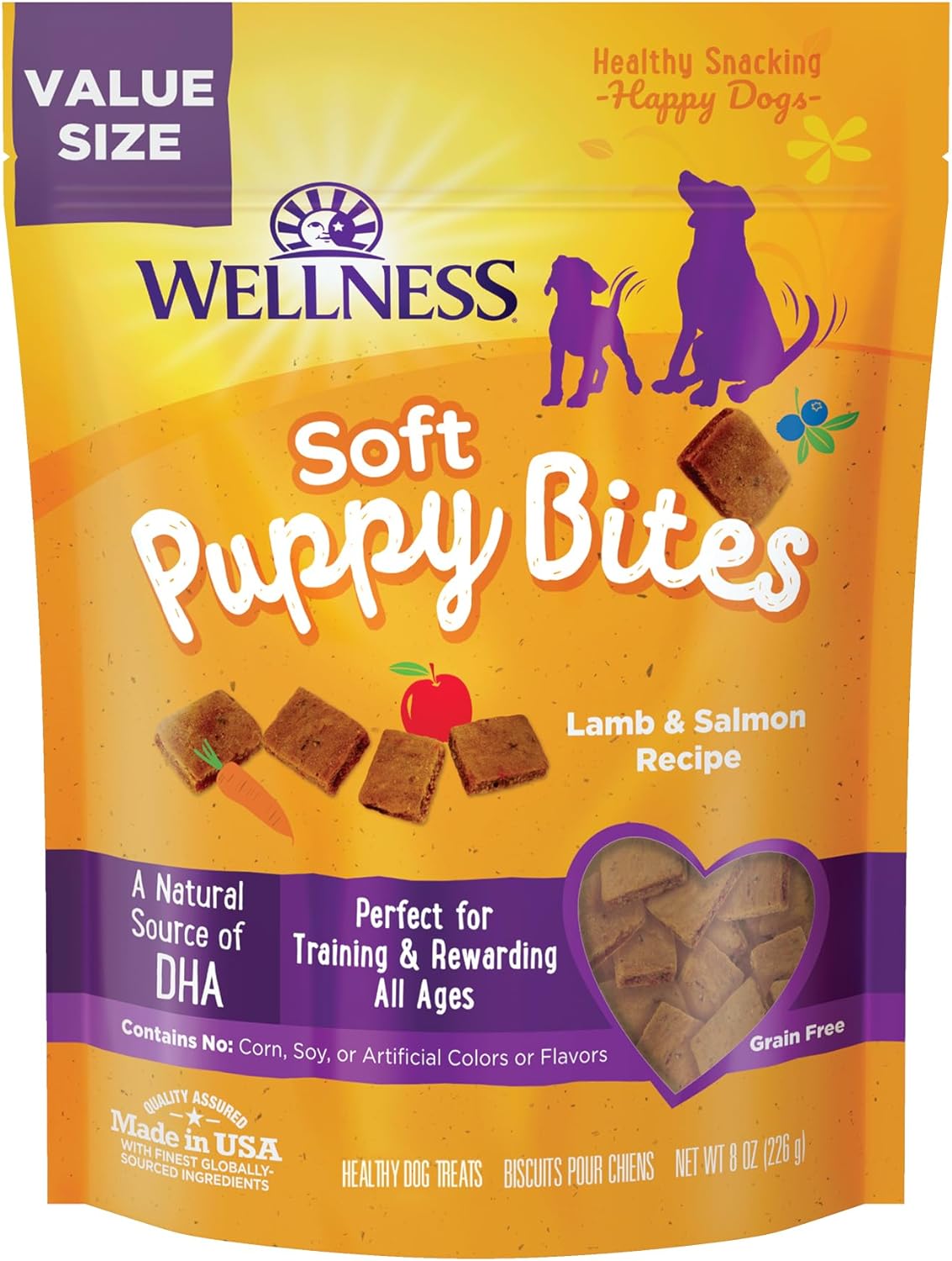 WELLNESS 8OZ PUPPY LMB&SLMN TRTS