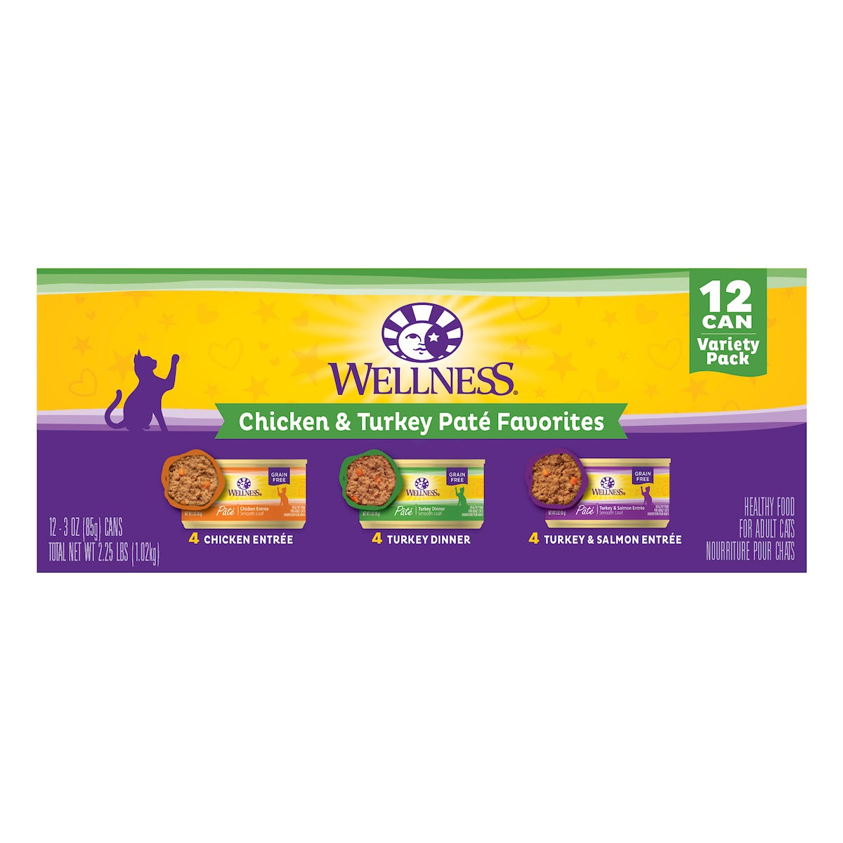 WELLNESS CHICKEN&TURKEY PATE FAVORITES 12 CAN VARIETY PACK