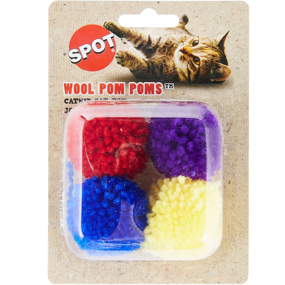 WOOL POM POMS CATNIP TOY 4PK